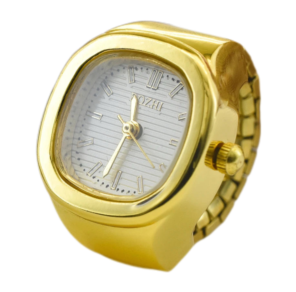 Bozhi Gold-White Square Ring Watch