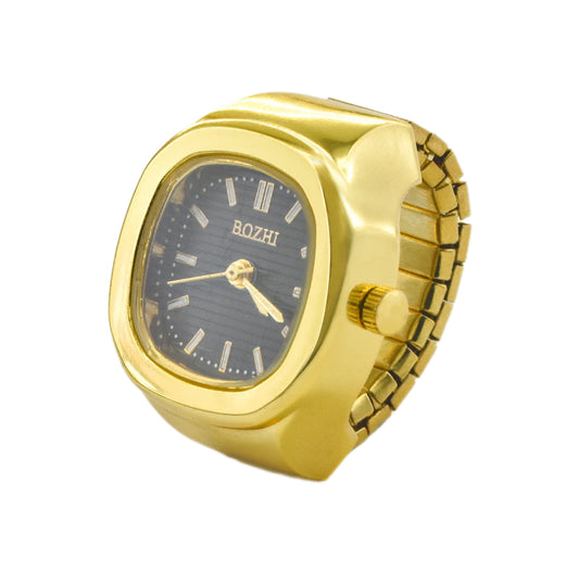 Bozhi Gold-Black Square Ring Watch