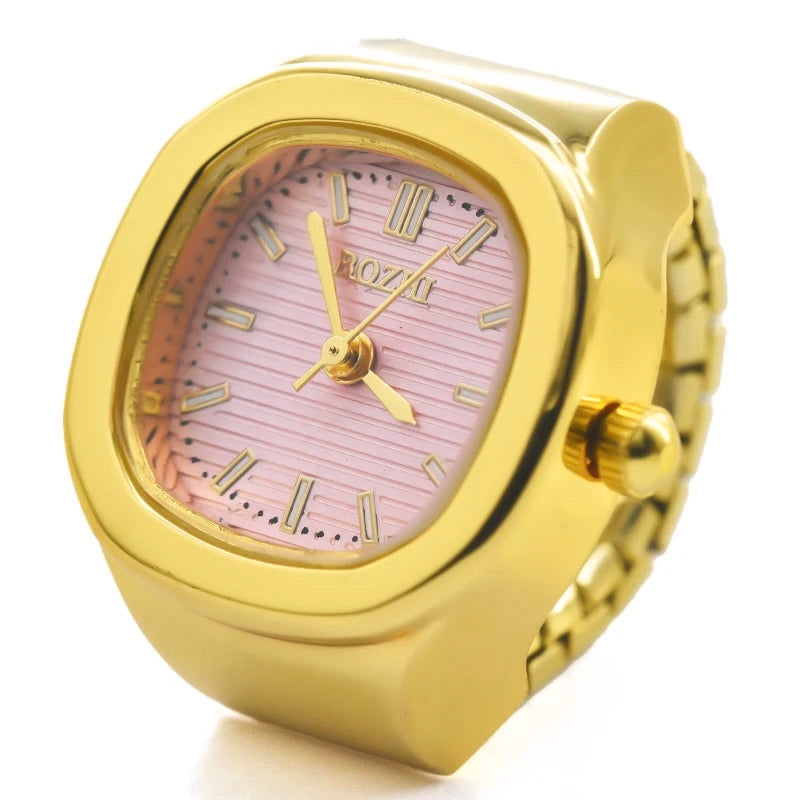 Bozhi Gold-Pink Square Ring Watch