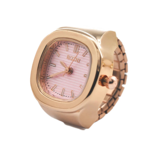 Bozhi Rose-Pink Square Ring Watch